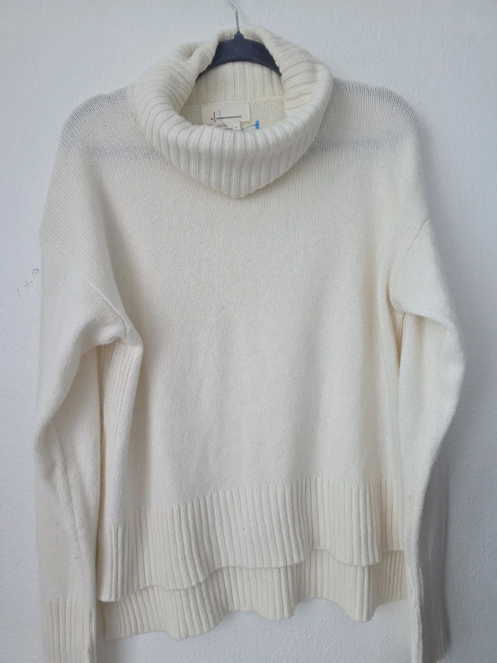 By Anthropologie Cream Turtleneck Sweater, Viscose Blend, Relaxed Fit, Size S